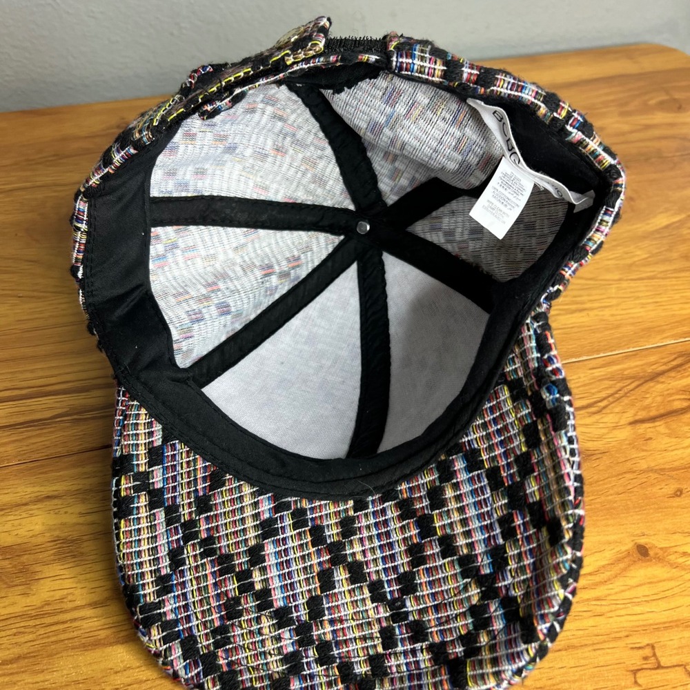 BCBGeneration Baseball Cap Multicolor Woven Tweed Geometric Hat Strapback - Picture 5 of 6